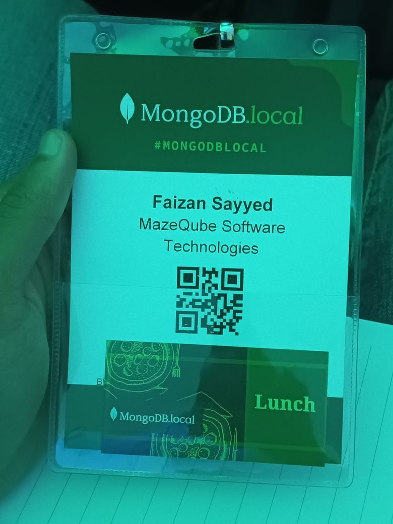 MongoDB.local Mumbai delegate badge for MazeQube Software Technologies